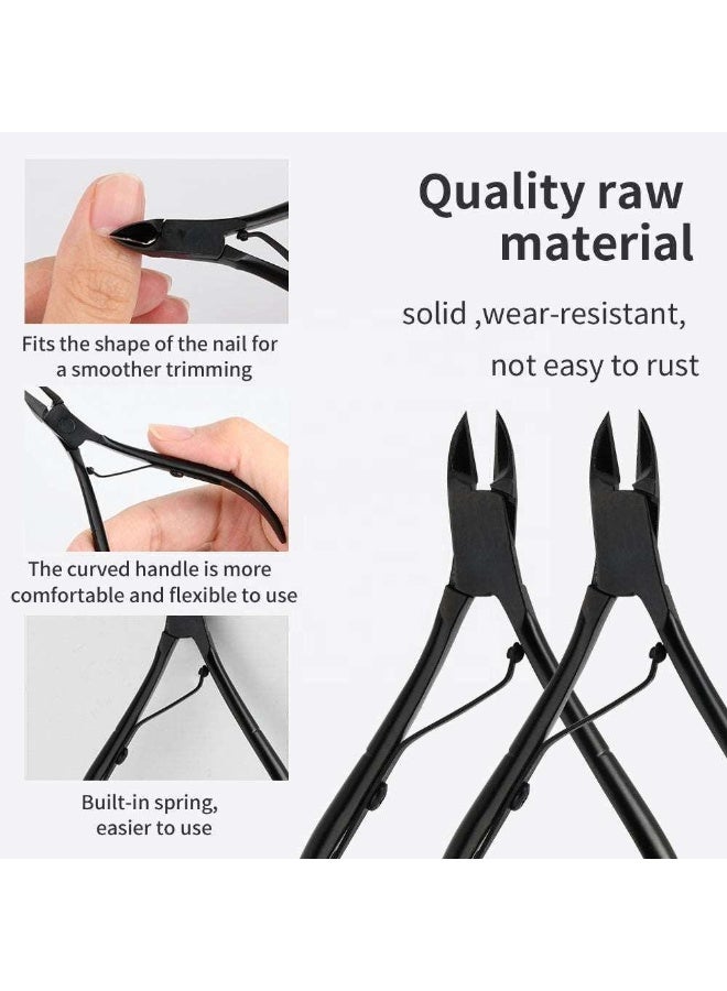 💅مجموعة أدوات تقليم وتلميع الأظافر المحمولة المصنوعة من الفولاذ المقاوم للصدأ - مجموعة من 5 قطع للعناية المثالية بالأظافر( لون الاسود⚫) - Image 3